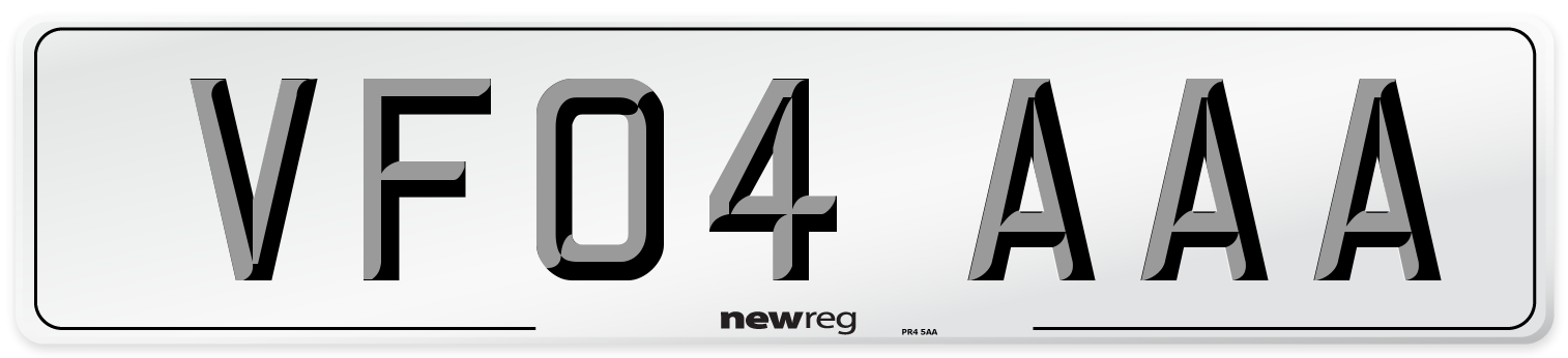 VF04 AAA Number Plate from New Reg